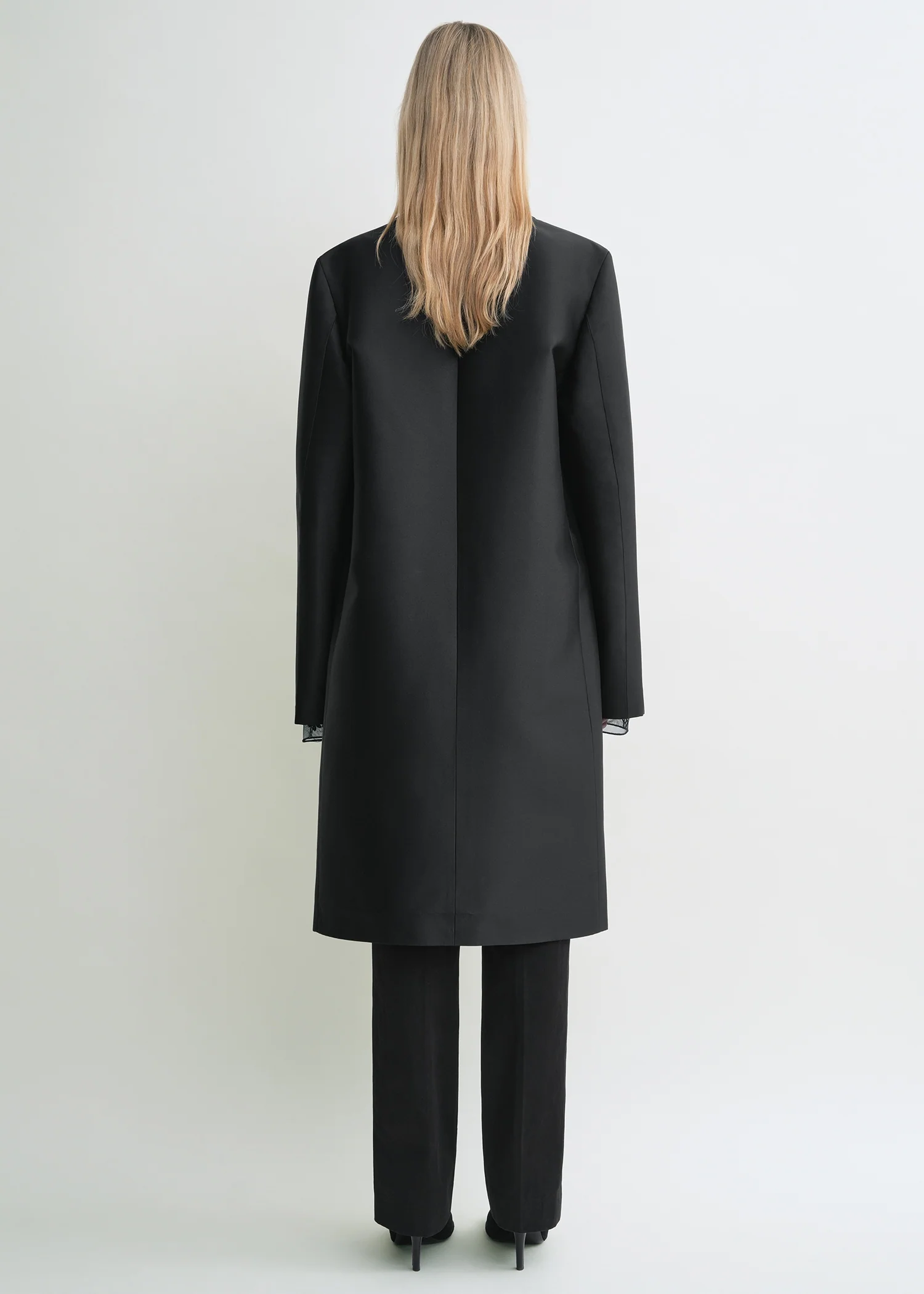 Collarless coat black - Image 3