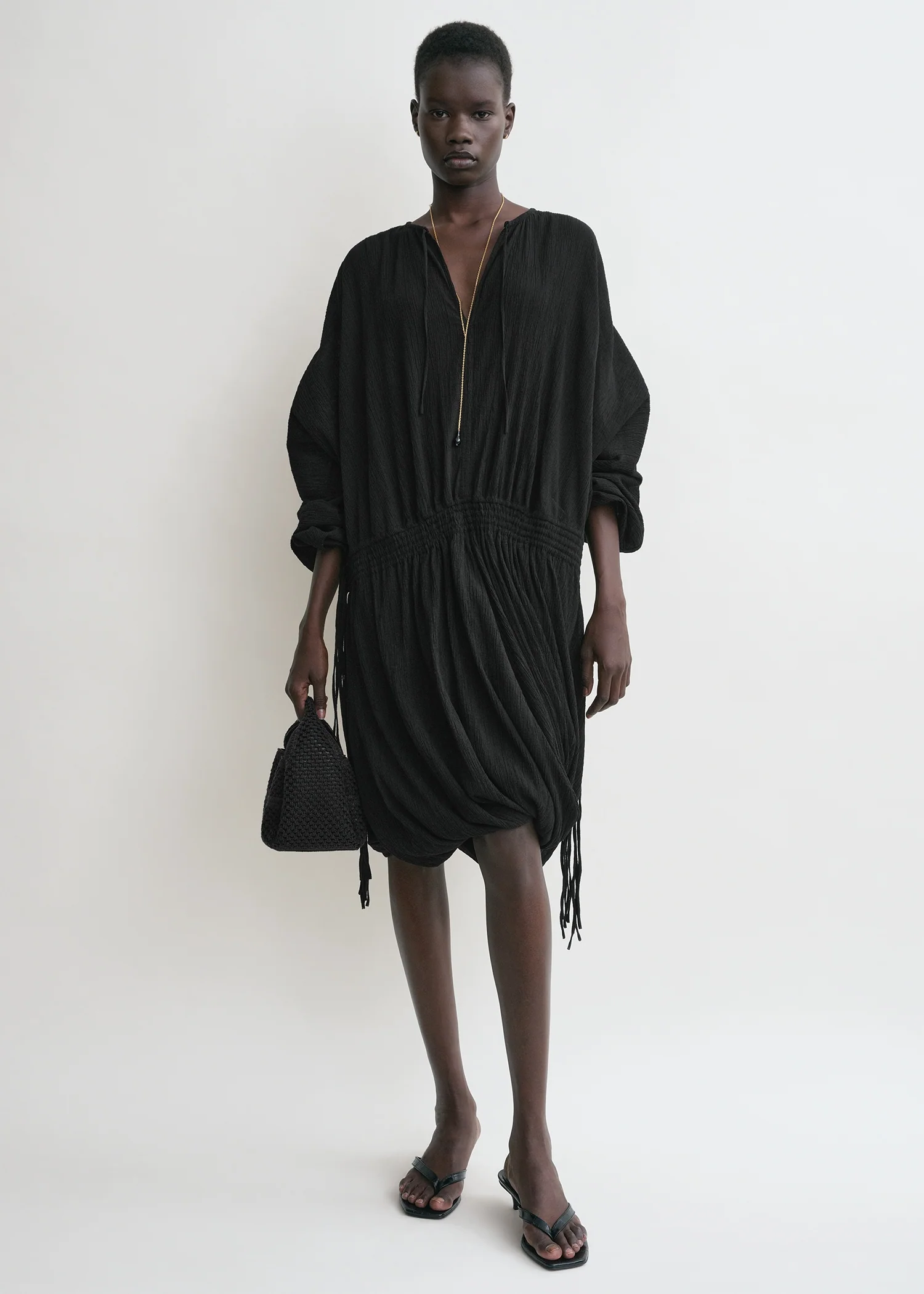 Drawstring dress black - Image 2