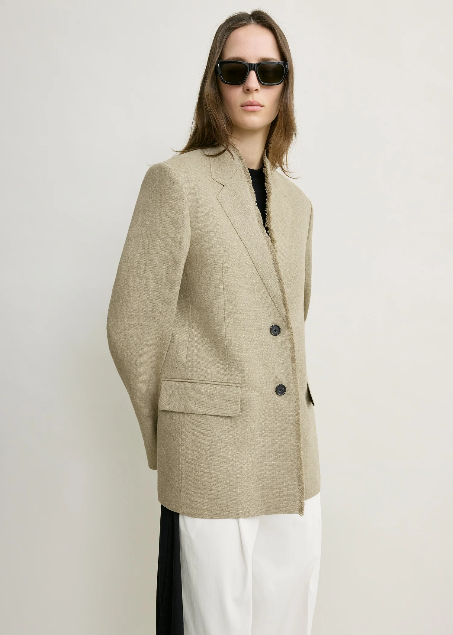 Raw lapel jacket beige - Image 4