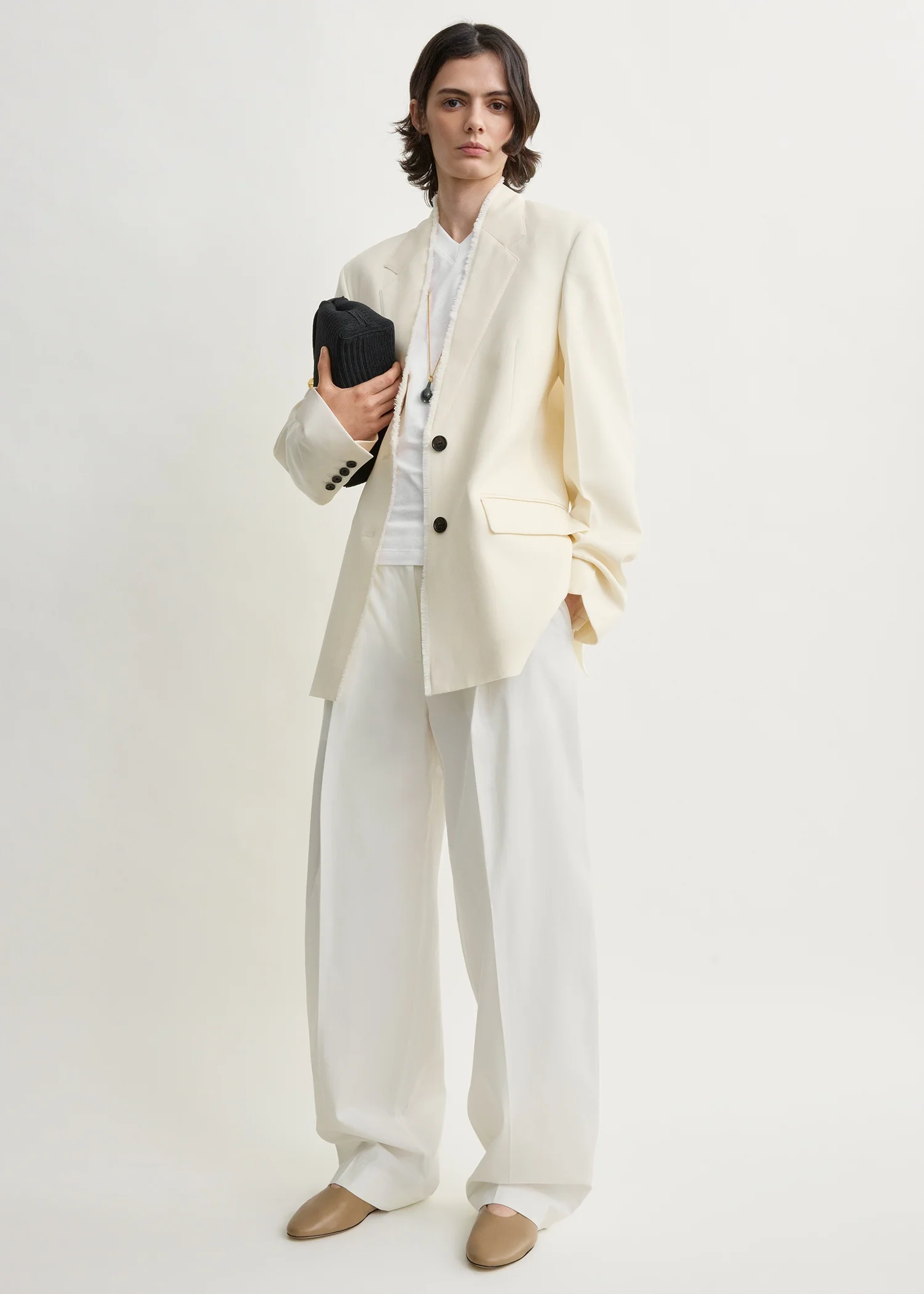 Raw lapel jacket ecru
