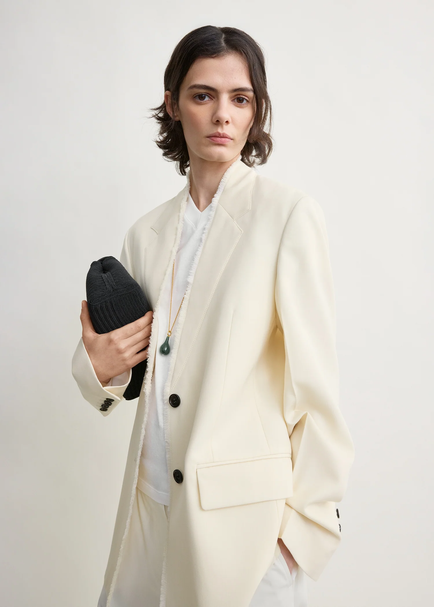 Raw lapel jacket ecru - Image 4