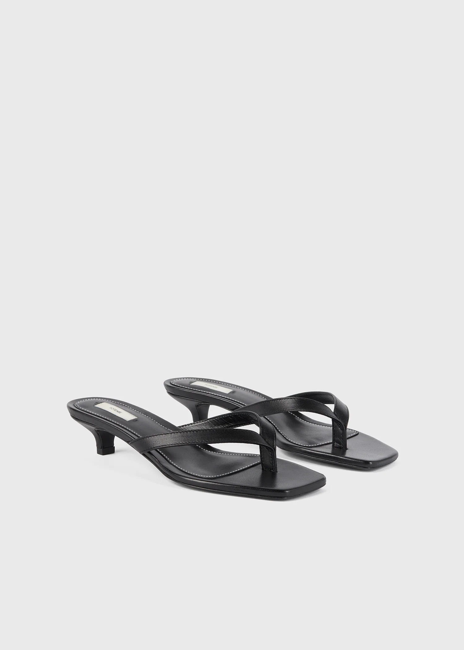 Leather heeled flip flops black - Image 4
