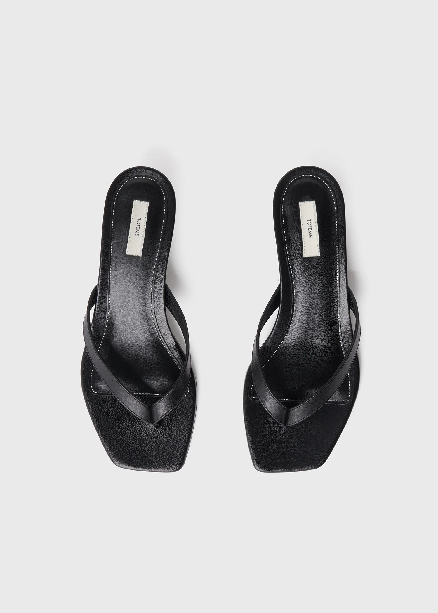 Leather heeled flip flops black - Image 5